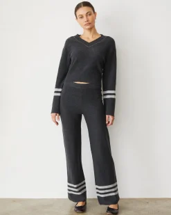 MONROW Plush Stripe Sweater FADEDBLACK Shop